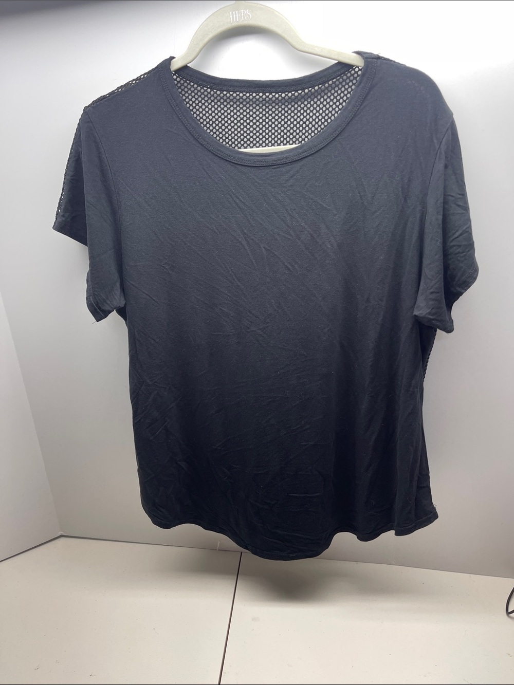 Lola Getts Active Black Short Sleeve Tee with Mesh Yoke. Size 1
